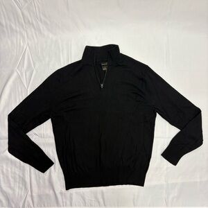Haggar Mens Large Wool Nylon Blend Quarter Zip Pullover Sweater Sweatshirt Black